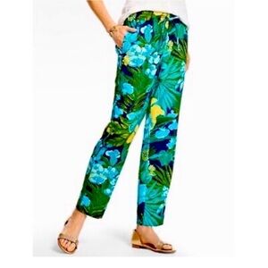 Talbots Womens Nautical Tropical Vacation Tropical pull on Pants Size petite